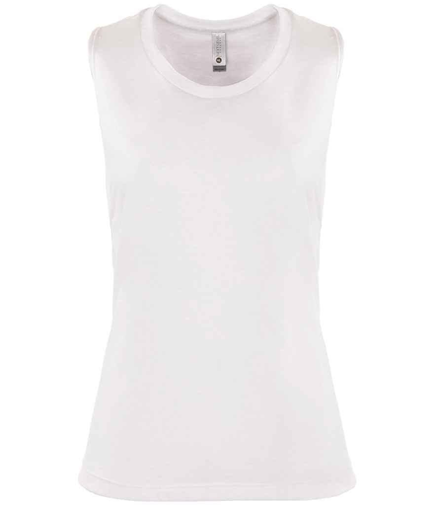 Next Level Apparel Ladies Festival Muscle Tank Top in White by Next Level Apparel — Custom branded clothing by Print Press, featuring premium embroidery produced in our specialist print lab in the UK.