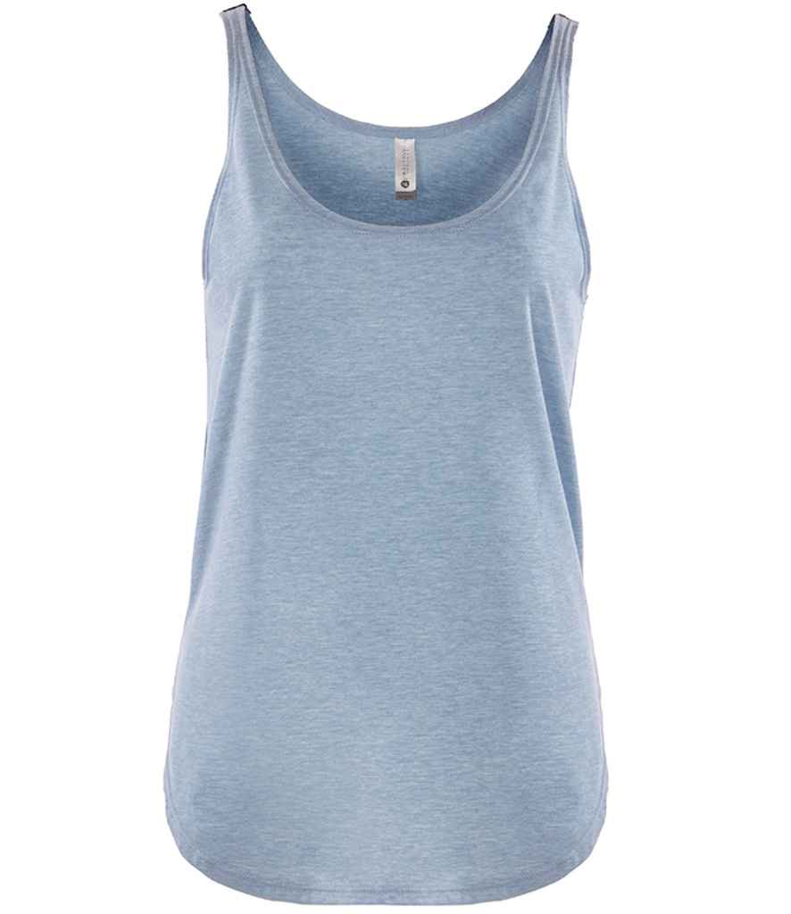 Next Level Apparel Ladies Festival Tank Top in Stonewash Denim by Next Level Apparel — Custom branded clothing by Print Press, featuring premium embroidery produced in our specialist print lab in the UK.