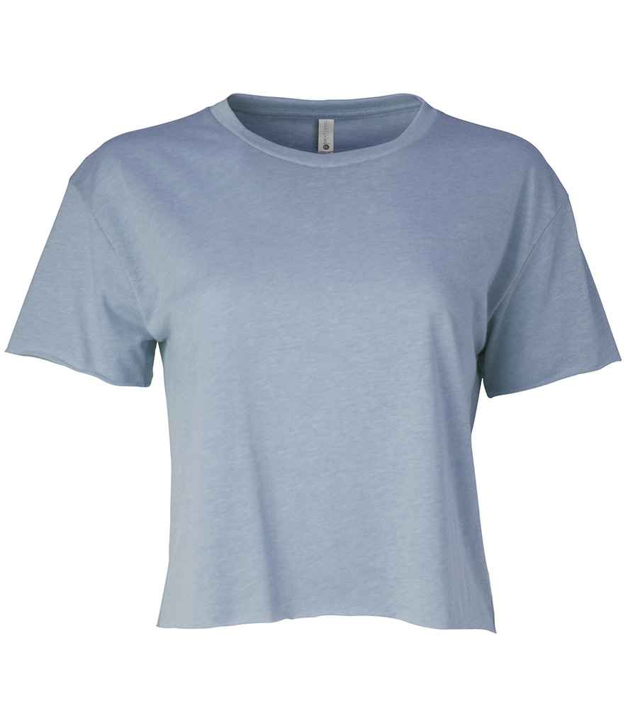 Next Level Apparel Ladies Festival Cali Cropped T-Shirt in Stonewash Denim by Next Level Apparel — Custom branded clothing by Print Press, featuring premium embroidery produced in our specialist print lab in the UK.
