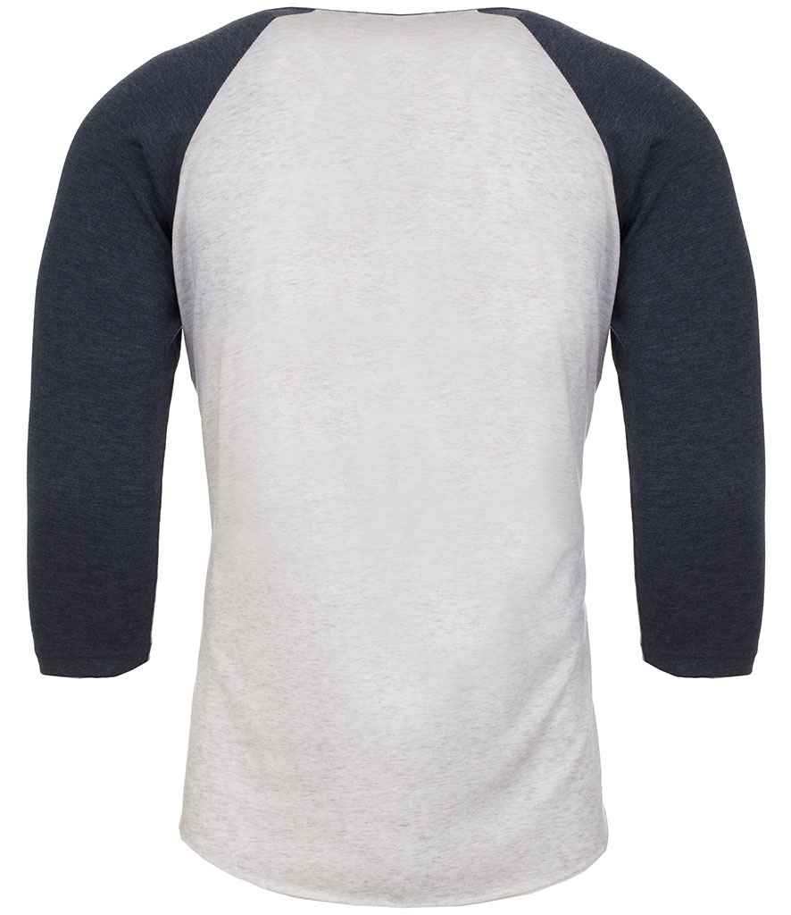 Next Level Apparel Unisex Tri-Blend 3/4 Sleeve Raglan T-Shirt in by Next Level Apparel — Custom branded clothing by Print Press, featuring premium embroidery produced in our specialist print lab in the UK.