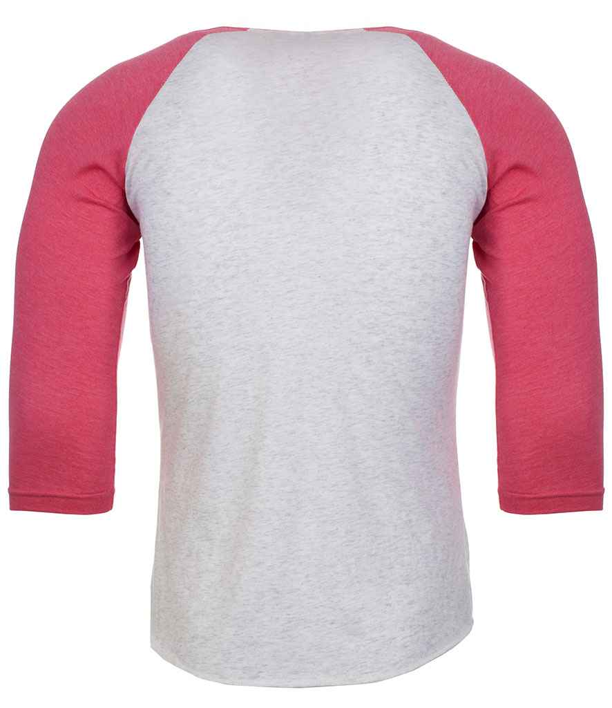 Next Level Apparel Unisex Tri-Blend 3/4 Sleeve Raglan T-Shirt in by Next Level Apparel — Custom branded clothing by Print Press, featuring premium embroidery produced in our specialist print lab in the UK.