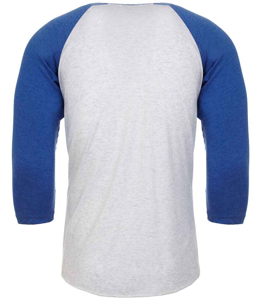 Next Level Apparel Unisex Tri-Blend 3/4 Sleeve Raglan T-Shirt in by Next Level Apparel — Custom branded clothing by Print Press, featuring premium embroidery produced in our specialist print lab in the UK.