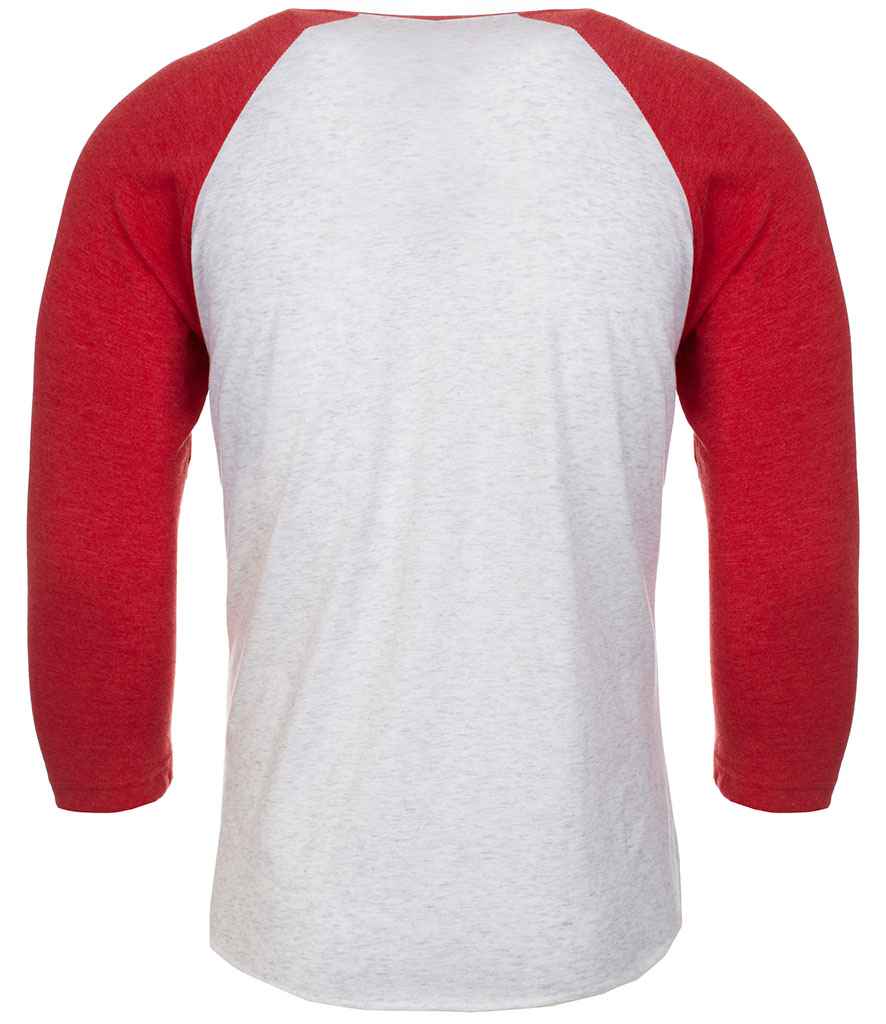 Next Level Apparel Unisex Tri-Blend 3/4 Sleeve Raglan T-Shirt in by Next Level Apparel — Custom branded clothing by Print Press, featuring premium embroidery produced in our specialist print lab in the UK.