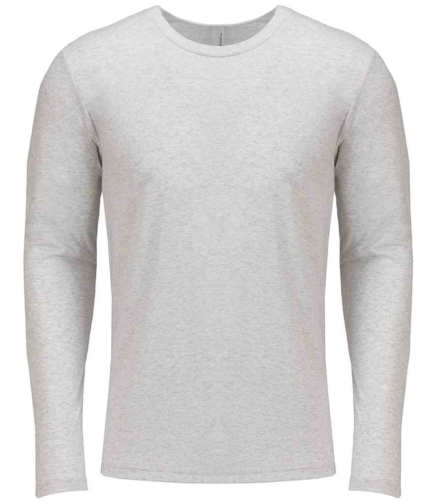 Next Level Apparel Unisex Long Sleeve Tri-Blend Crew T-Shirt in Heather White by Next Level Apparel — Custom branded clothing by Print Press, featuring premium embroidery produced in our specialist print lab in the UK.
