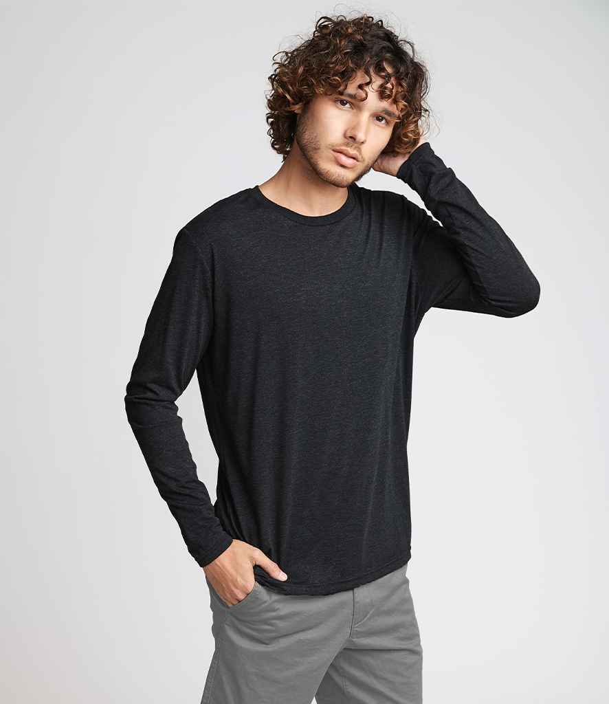 Next Level Apparel Unisex Long Sleeve Tri-Blend Crew T-Shirt in Vintage Black by Next Level Apparel — Custom branded clothing by Print Press, featuring premium embroidery produced in our specialist print lab in the UK.