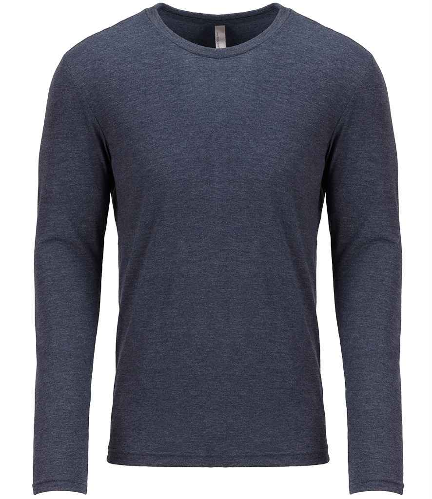 Next Level Apparel Unisex Long Sleeve Tri-Blend Crew T-Shirt in Vintage Navy by Next Level Apparel — Custom branded clothing by Print Press, featuring premium embroidery produced in our specialist print lab in the UK.