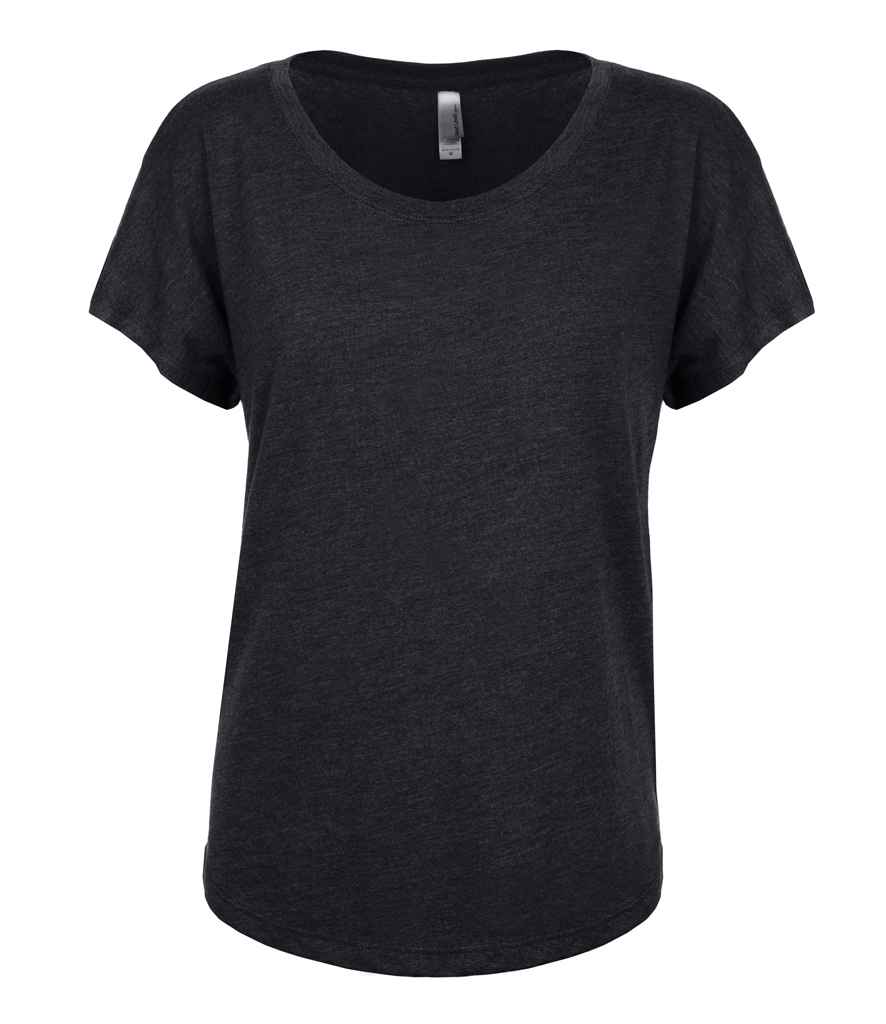 Next Level Apparel Ladies Tri-Blend Dolman T-Shirt in Vintage Black by Next Level Apparel — Custom branded clothing by Print Press, featuring premium embroidery produced in our specialist print lab in the UK.