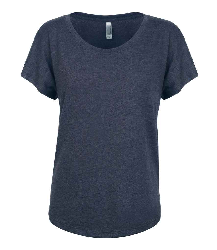 Next Level Apparel Ladies Tri-Blend Dolman T-Shirt in Vintage Navy by Next Level Apparel — Custom branded clothing by Print Press, featuring premium embroidery produced in our specialist print lab in the UK.