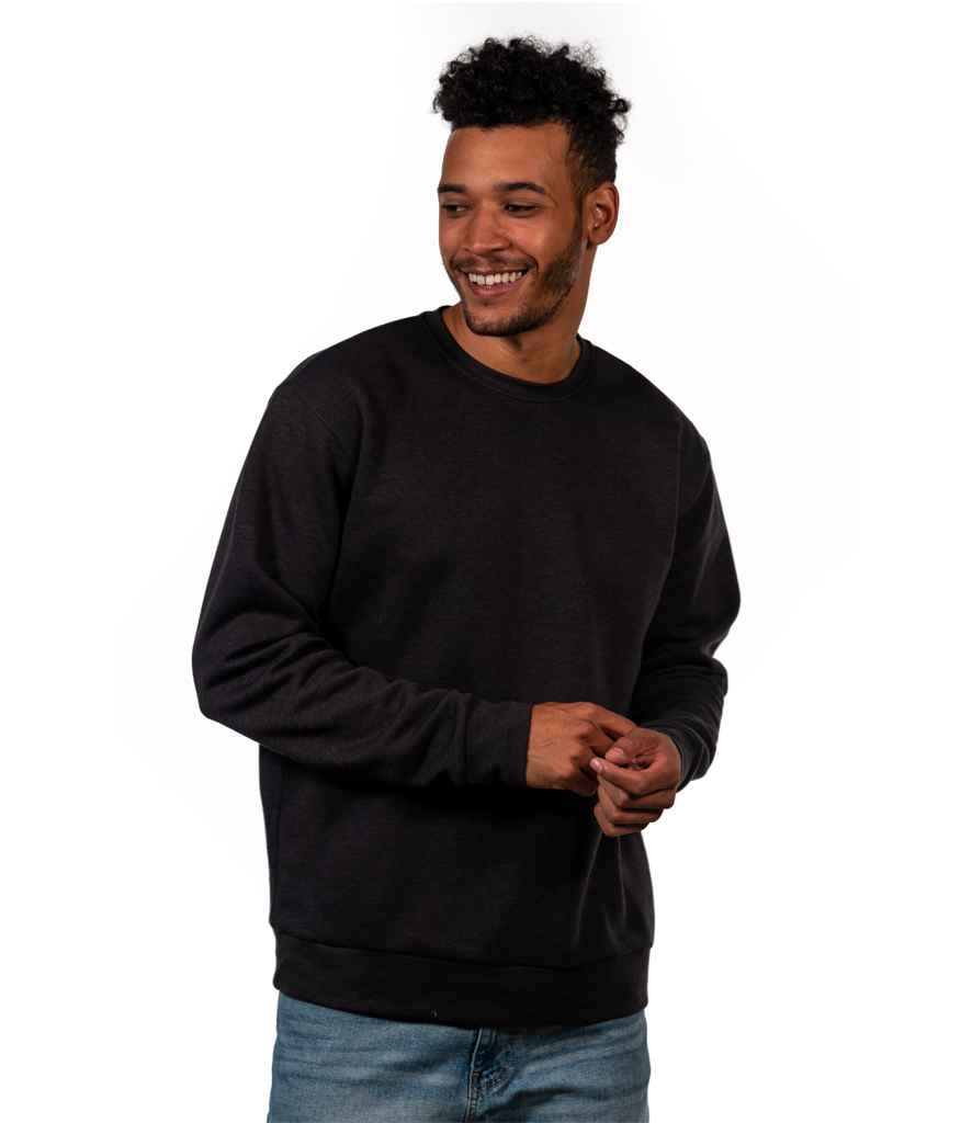 Next Level Apparel Unisex CVC Crew Neck Sweatshirt in Heather Black by Next Level Apparel — Custom branded clothing by Print Press, featuring premium embroidery produced in our specialist print lab in the UK.