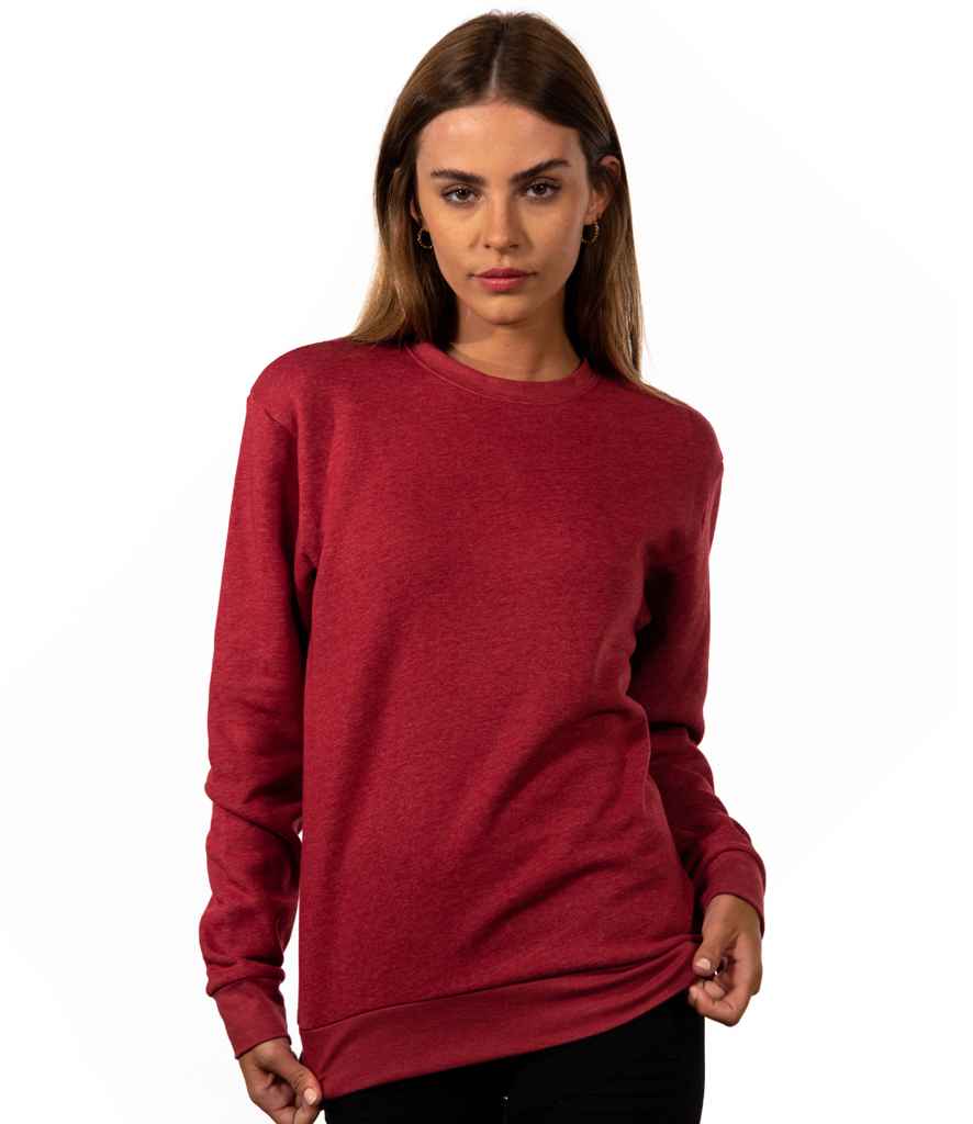 Next Level Apparel Unisex CVC Crew Neck Sweatshirt in Heather Cardinal by Next Level Apparel — Custom branded clothing by Print Press, featuring premium embroidery produced in our specialist print lab in the UK.