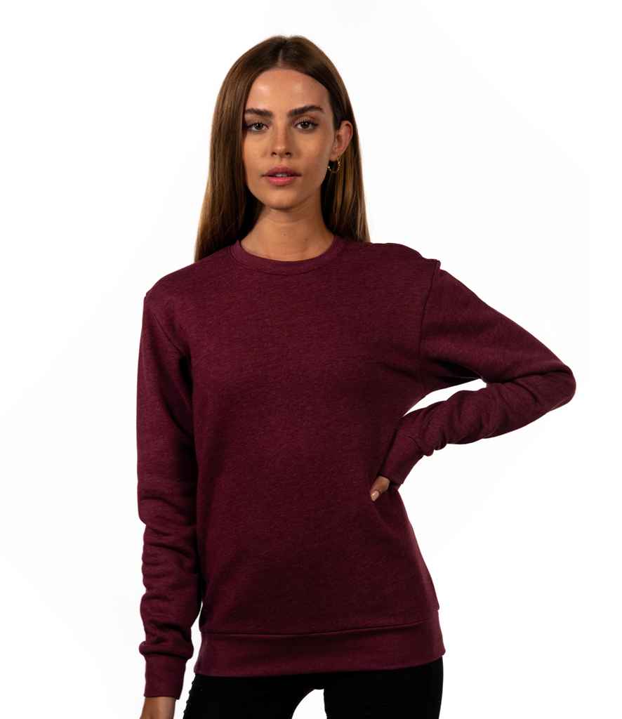 Next Level Apparel Unisex CVC Crew Neck Sweatshirt in Heather Maroon by Next Level Apparel — Custom branded clothing by Print Press, featuring premium embroidery produced in our specialist print lab in the UK.