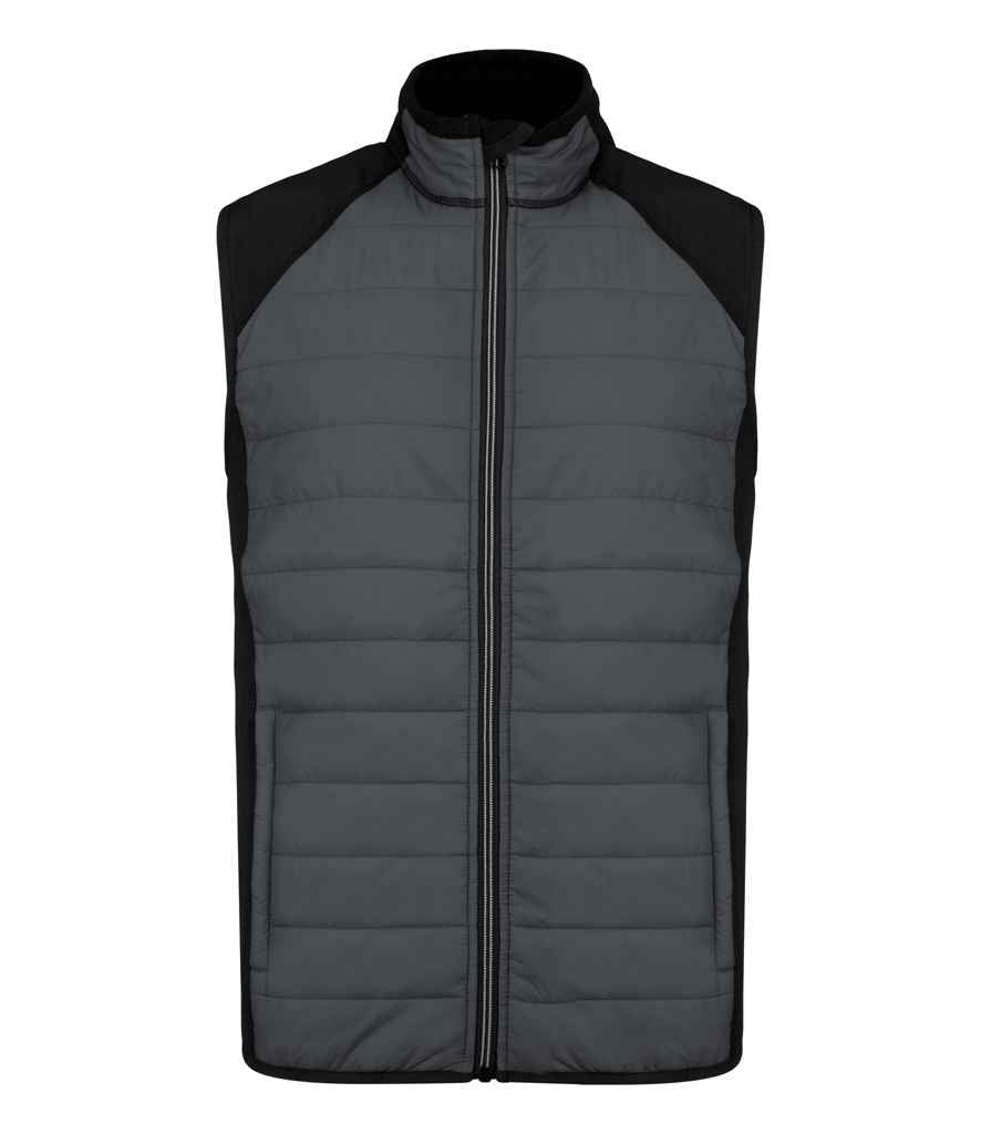 Proact Dual Fabric Sports Bodywarmer in Sporty Grey Black by Proact — Custom branded clothing by Print Press, featuring premium embroidery produced in our specialist print lab in the UK.