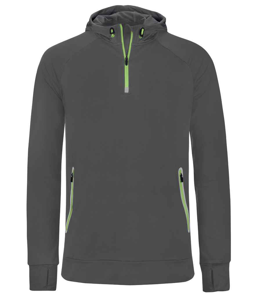Proact Zip Neck Hooded Sweatshirt in by Proact — Custom branded clothing by Print Press, featuring premium embroidery produced in our specialist print lab in the UK.