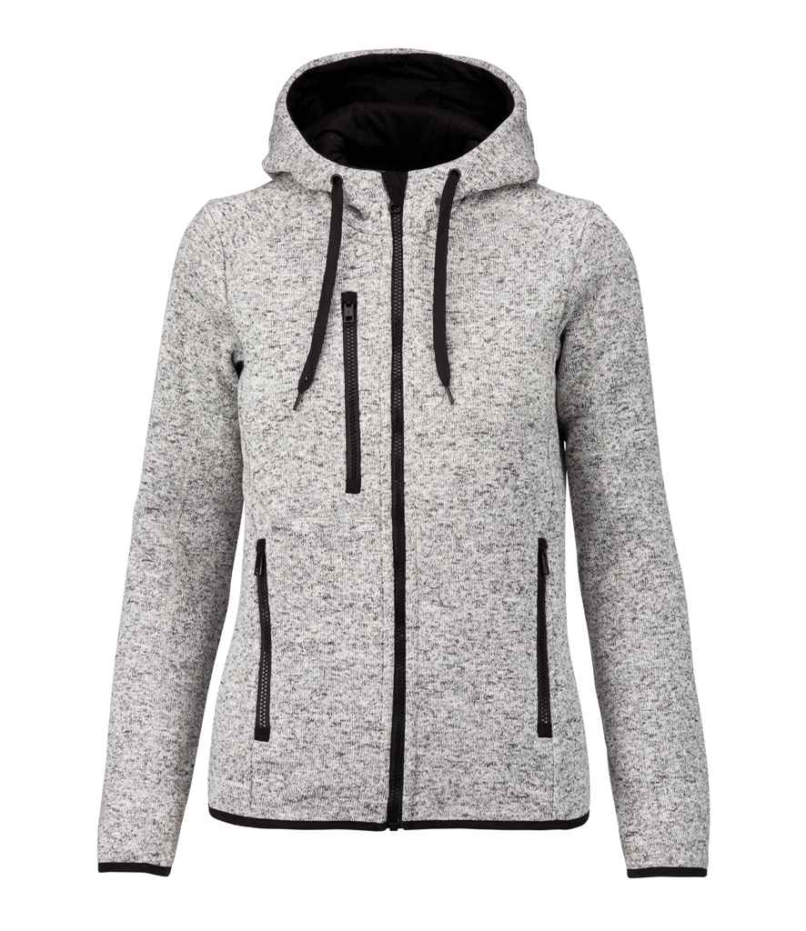 Proact Ladies Heather Hooded Jacket in Light Grey Melange by Proact — Custom branded clothing by Print Press, featuring premium embroidery produced in our specialist print lab in the UK.
