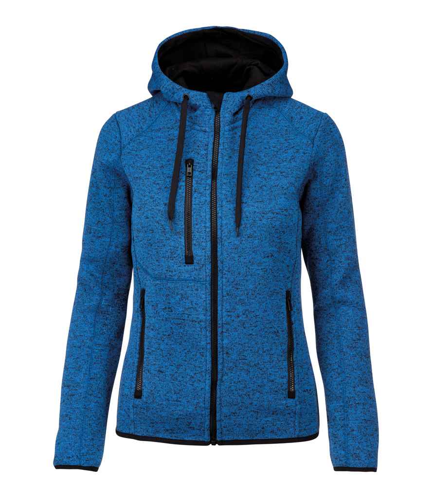 Proact Ladies Heather Hooded Jacket in Light Royal Blue Melange by Proact — Custom branded clothing by Print Press, featuring premium embroidery produced in our specialist print lab in the UK.