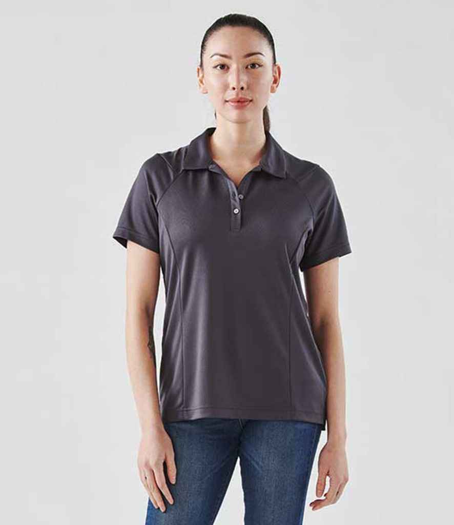 Stormtech Ladies Milano Sports Polo Shirt in Dolphin by Stormtech — Custom branded clothing by Print Press, featuring premium embroidery produced in our specialist print lab in the UK.