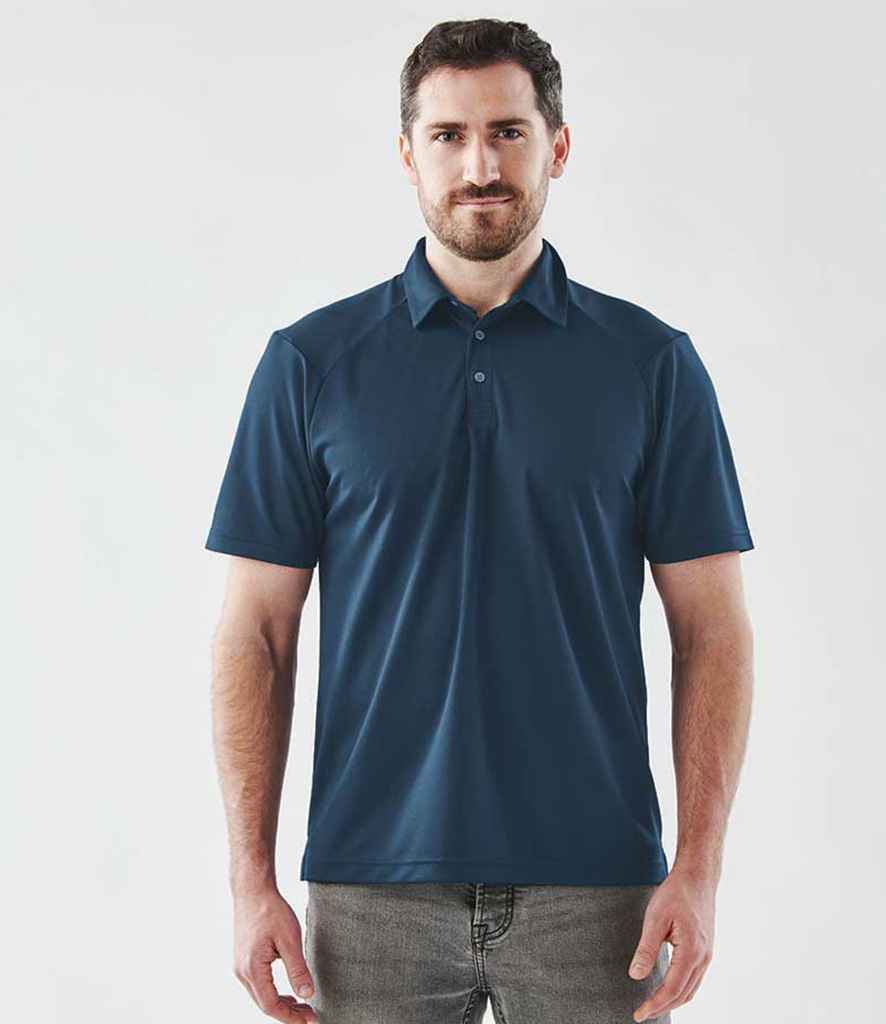Stormtech Milano Sports Polo Shirt in Navy by Stormtech — Custom branded clothing by Print Press, featuring premium embroidery produced in our specialist print lab in the UK.