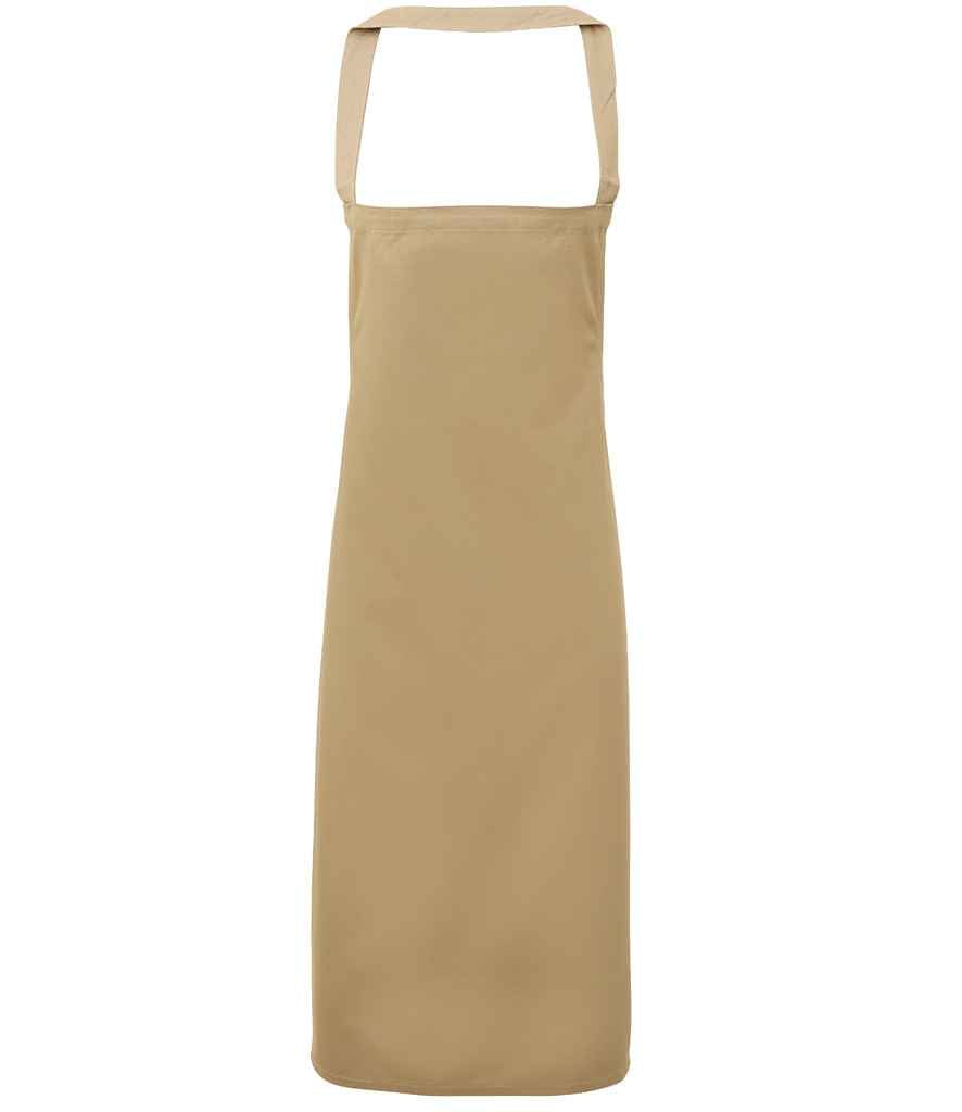Premier Cotton Apron in ONE Khaki by Premier — Custom branded clothing by Print Press, featuring premium embroidery produced in our specialist print lab in the UK.