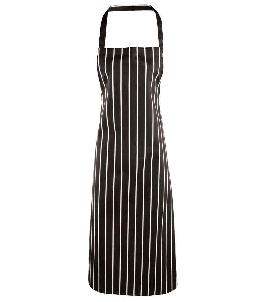 Premier Stripe Apron in ONE Black White by Premier — Custom branded clothing by Print Press, featuring premium embroidery produced in our specialist print lab in the UK.