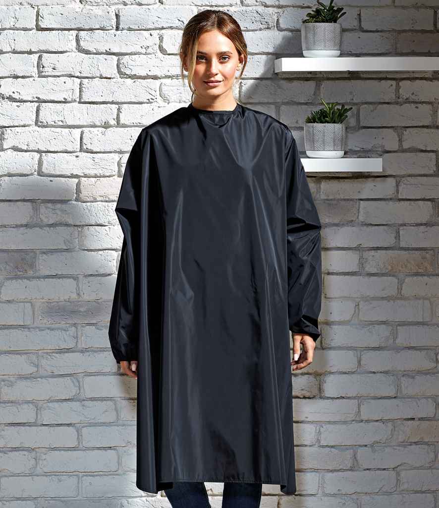 Premier Waterproof Long Sleeve Salon Gown in ONE Black by Premier — Custom branded clothing by Print Press, featuring premium embroidery produced in our specialist print lab in the UK.