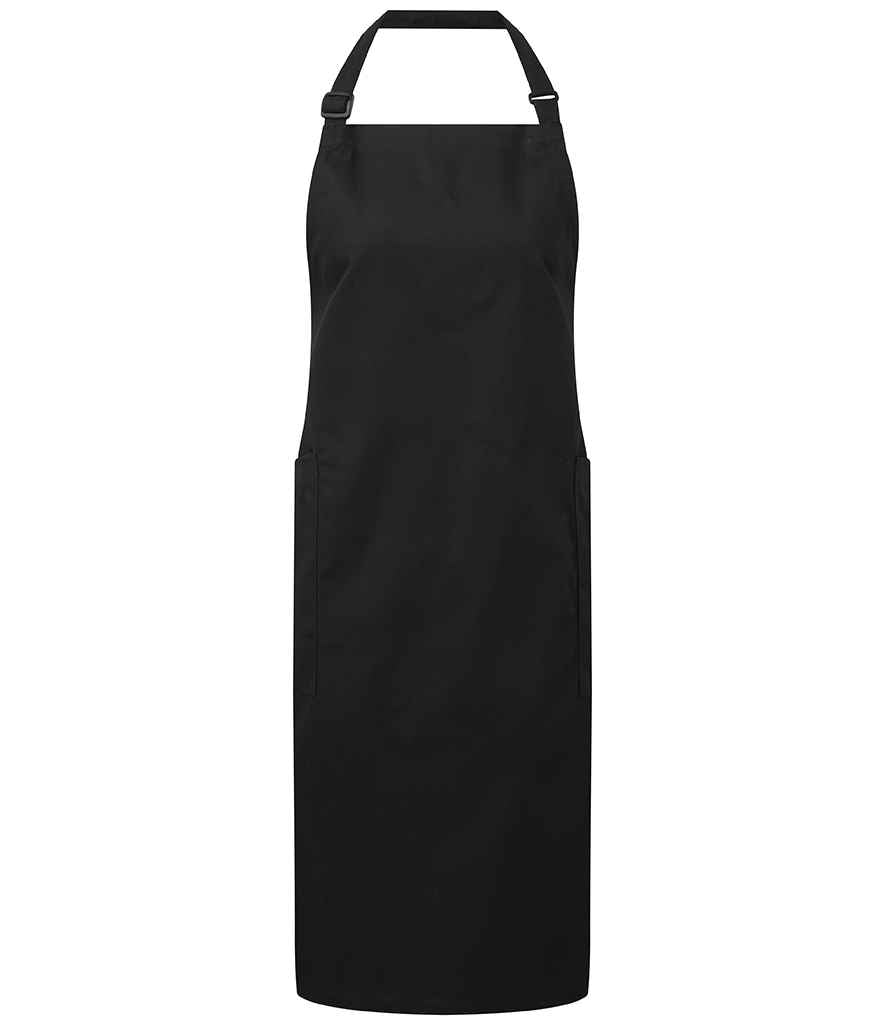 Premier Recycled and Organic Fairtrade Certified Bib Apron in ONE Black by Premier — Custom branded clothing by Print Press, featuring premium embroidery produced in our specialist print lab in the UK.