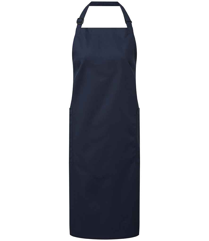 Premier Recycled and Organic Fairtrade Certified Bib Apron in ONE Navy by Premier — Custom branded clothing by Print Press, featuring premium embroidery produced in our specialist print lab in the UK.