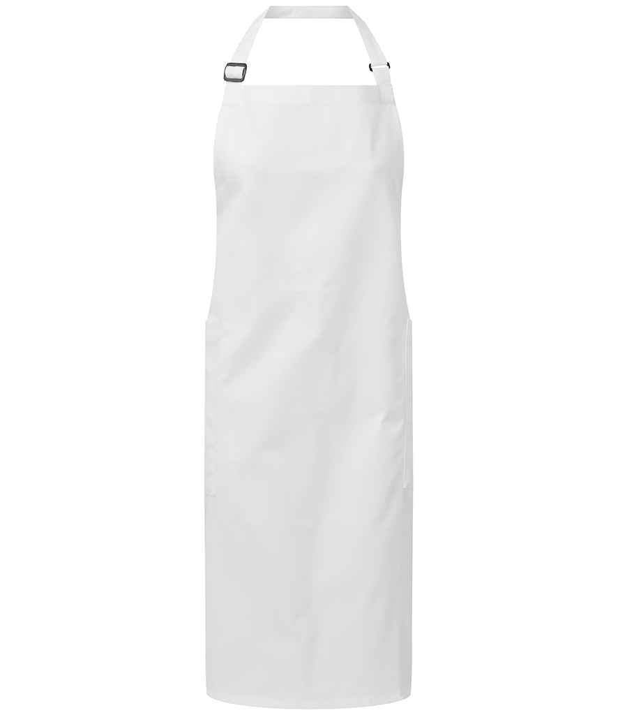 Premier Recycled and Organic Fairtrade Certified Bib Apron in ONE White by Premier — Custom branded clothing by Print Press, featuring premium embroidery produced in our specialist print lab in the UK.