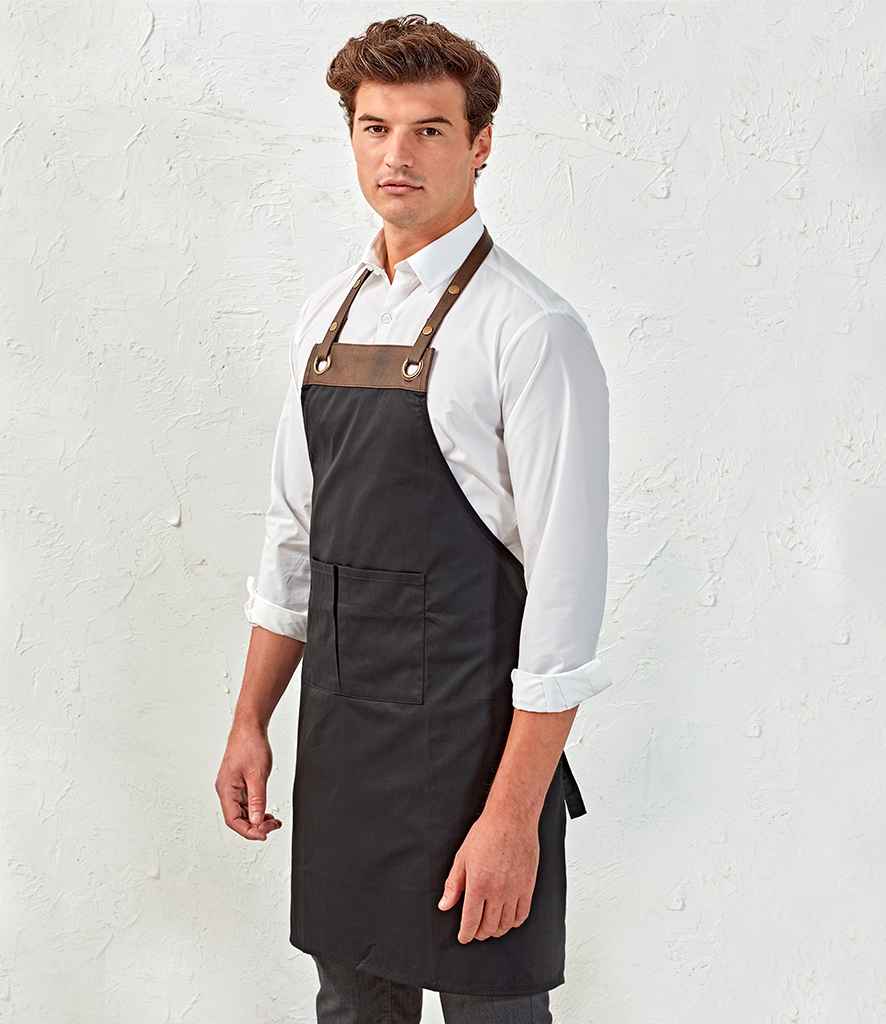 Premier Espresso Bib Apron in ONE Black Brown by Premier — Custom branded clothing by Print Press, featuring premium embroidery produced in our specialist print lab in the UK.
