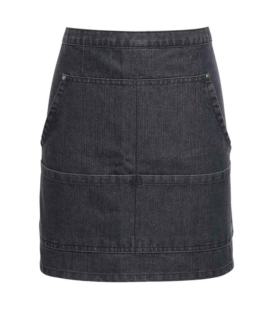 Premier Denim Waist Apron in ONE Black Denim by Premier — Custom branded clothing by Print Press, featuring premium embroidery produced in our specialist print lab in the UK.