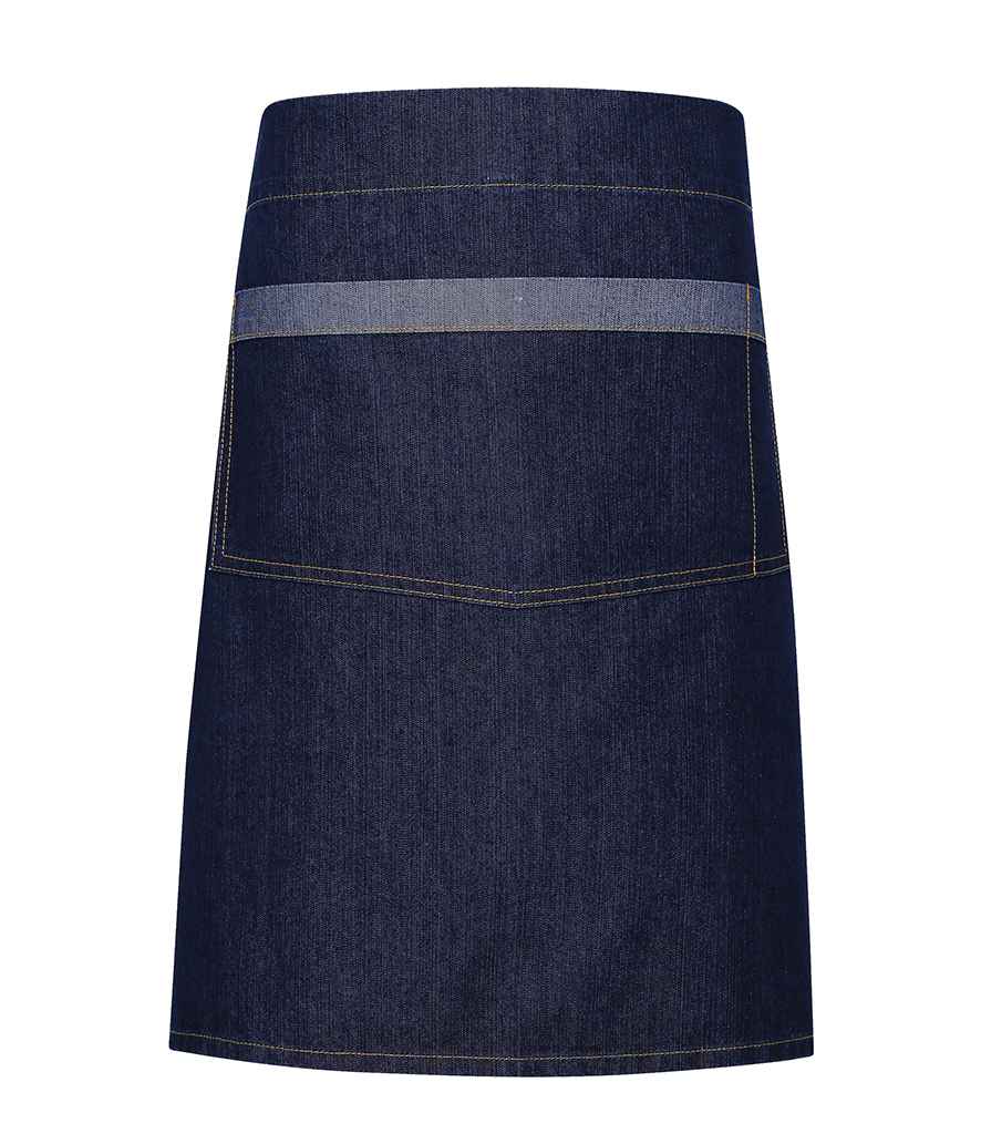 Premier Domain Waist Apron in ONE Indigo Denim by Premier — Custom branded clothing by Print Press, featuring premium embroidery produced in our specialist print lab in the UK.