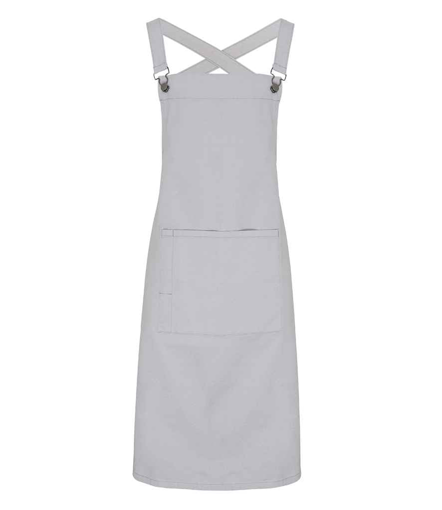 Premier Cross Back Barista Bib Apron in ONE Silver by Premier — Custom branded clothing by Print Press, featuring premium embroidery produced in our specialist print lab in the UK.