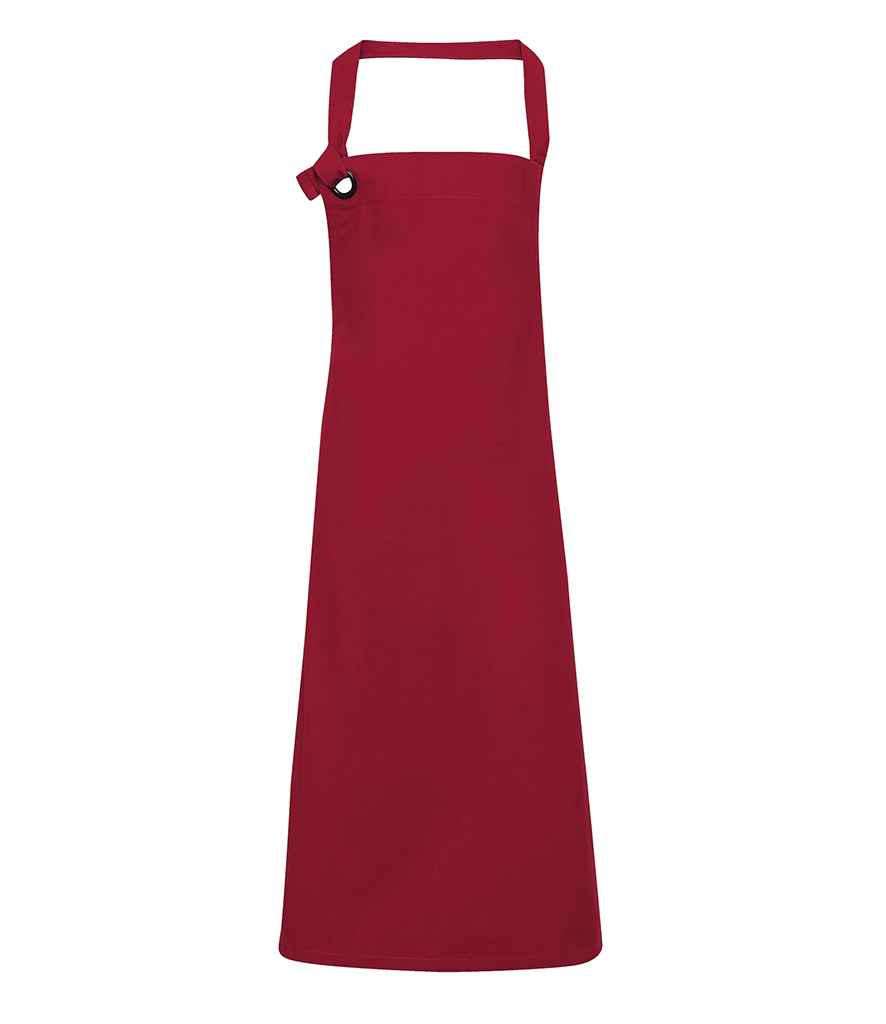 Premier Calibre Bib Apron in ONE Burgundy by Premier — Custom branded clothing by Print Press, featuring premium embroidery produced in our specialist print lab in the UK.