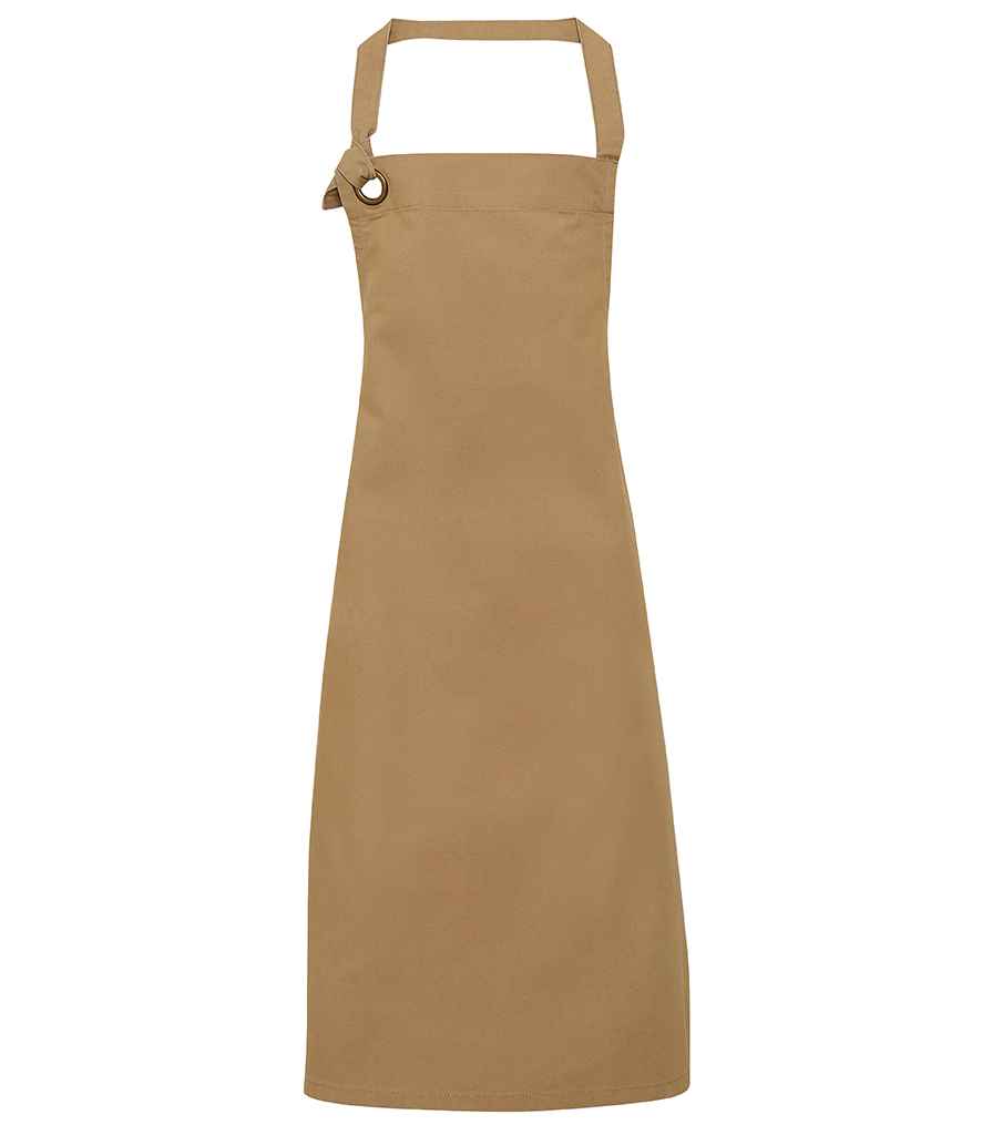 Premier Calibre Bib Apron in ONE Khaki by Premier — Custom branded clothing by Print Press, featuring premium embroidery produced in our specialist print lab in the UK.