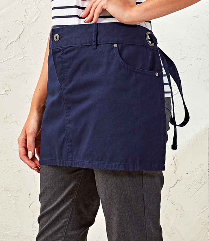 Premier Cotton Chino Waist Apron in ONE Navy by Premier — Custom branded clothing by Print Press, featuring premium embroidery produced in our specialist print lab in the UK.