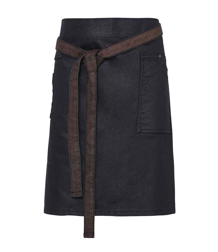 Premier Division Waist Apron in ONE Indigo Denim Brown Denim by Premier — Custom branded clothing by Print Press, featuring premium embroidery produced in our specialist print lab in the UK.