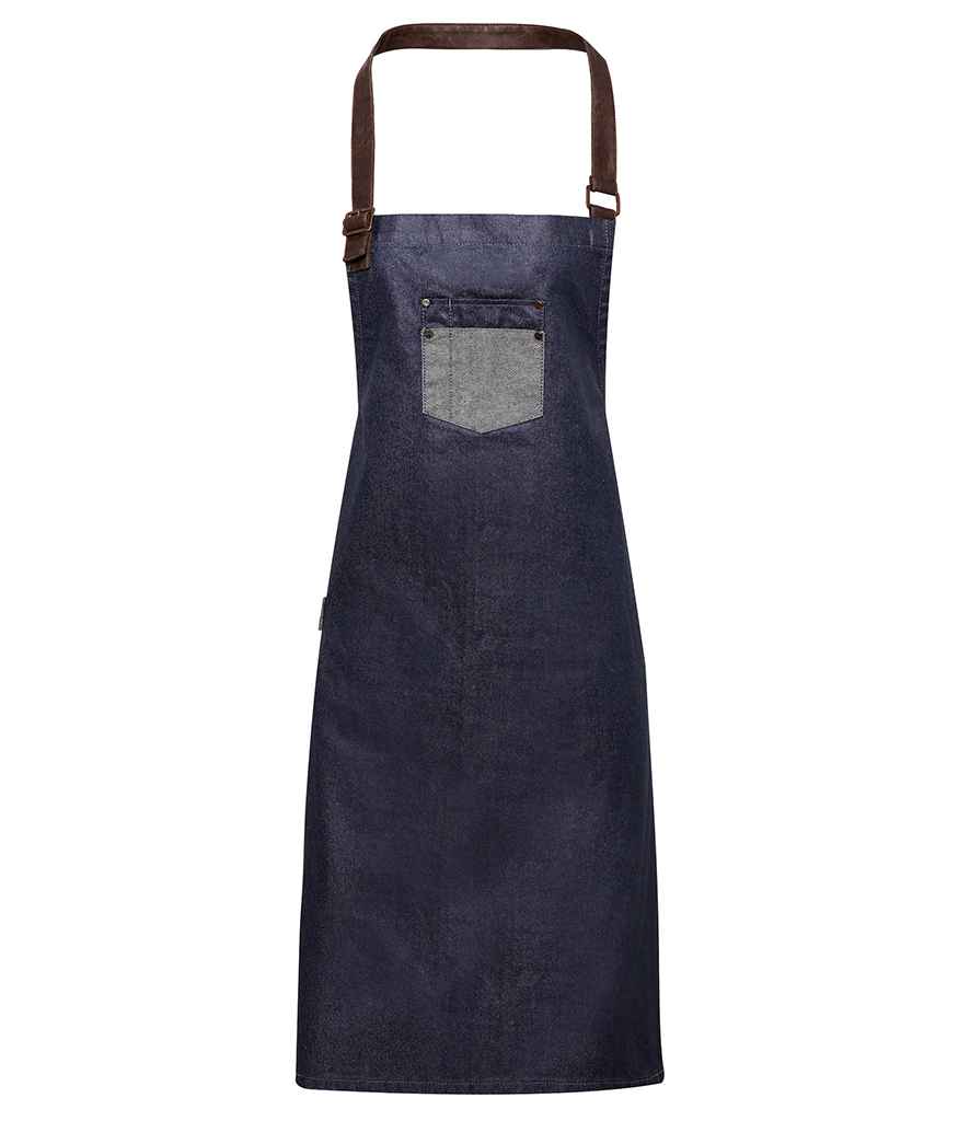 Premier Division Bib Apron in ONE Indigo Denim by Premier — Custom branded clothing by Print Press, featuring premium embroidery produced in our specialist print lab in the UK.