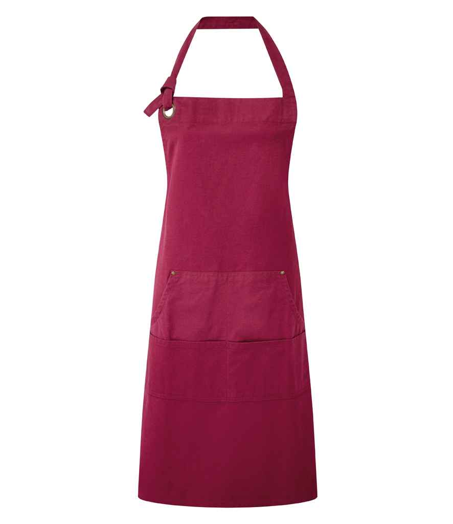 Premier Calibre Heavy Canvas Pocket Apron in ONE Burgundy by Premier — Custom branded clothing by Print Press, featuring premium embroidery produced in our specialist print lab in the UK.