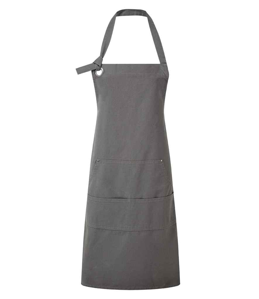 Premier Calibre Heavy Canvas Pocket Apron in ONE Dark Grey by Premier — Custom branded clothing by Print Press, featuring premium embroidery produced in our specialist print lab in the UK.