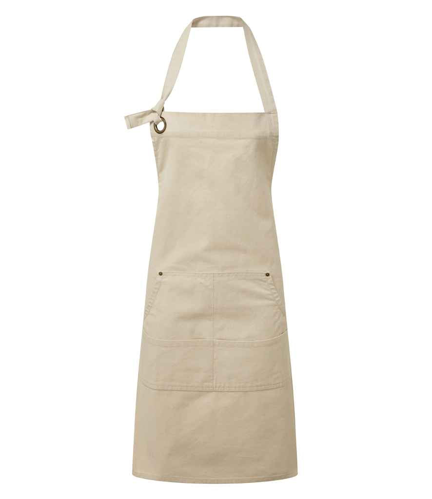 Premier Calibre Heavy Canvas Pocket Apron in ONE Natural by Premier — Custom branded clothing by Print Press, featuring premium embroidery produced in our specialist print lab in the UK.