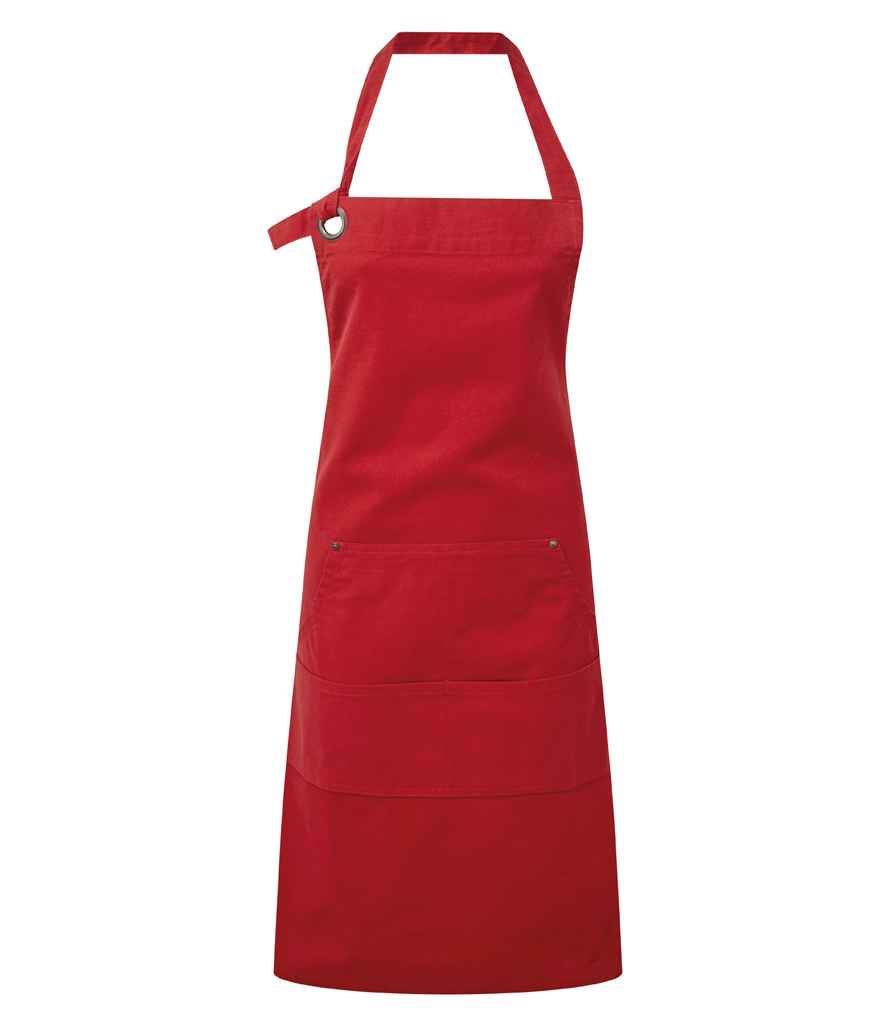 Premier Calibre Heavy Canvas Pocket Apron in ONE Red by Premier — Custom branded clothing by Print Press, featuring premium embroidery produced in our specialist print lab in the UK.