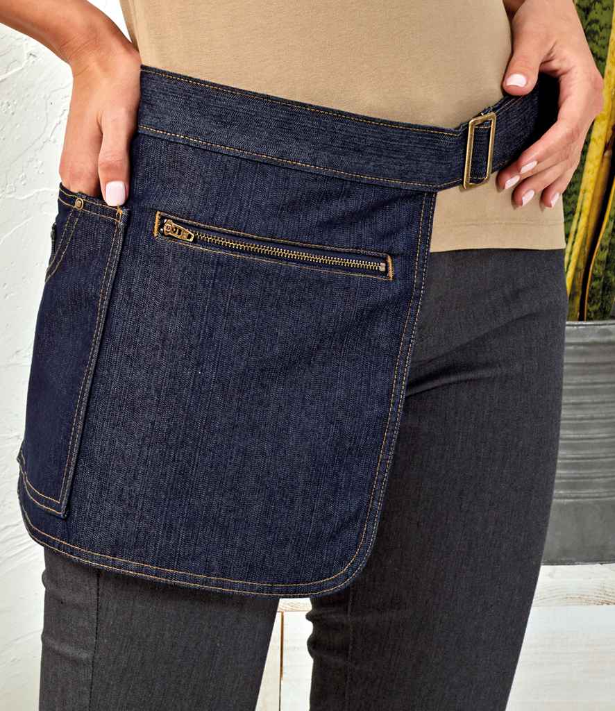 Premier Metro Utility Hip Apron in ONE Indigo Denim by Premier — Custom branded clothing by Print Press, featuring premium embroidery produced in our specialist print lab in the UK.
