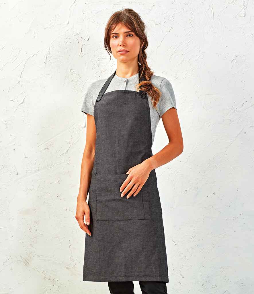 Premier Annex Oxford Bib Apron in ONE Black by Premier — Custom branded clothing by Print Press, featuring premium embroidery produced in our specialist print lab in the UK.
