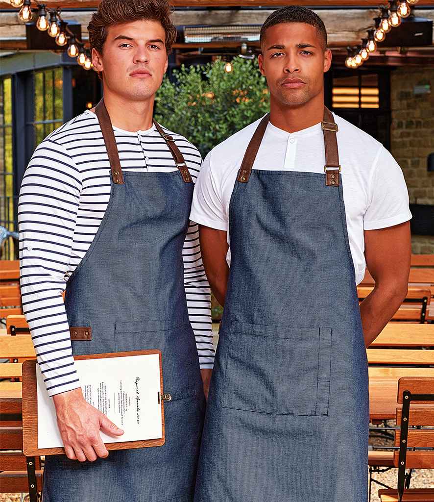 Premier Annex Oxford Bib Apron in ONE Navy by Premier — Custom branded clothing by Print Press, featuring premium embroidery produced in our specialist print lab in the UK.