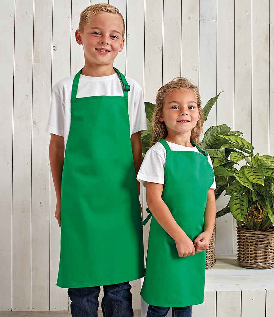 Premier Kids Bib Apron in Kelly by Premier — Custom branded clothing by Print Press, featuring premium embroidery produced in our specialist print lab in the UK.