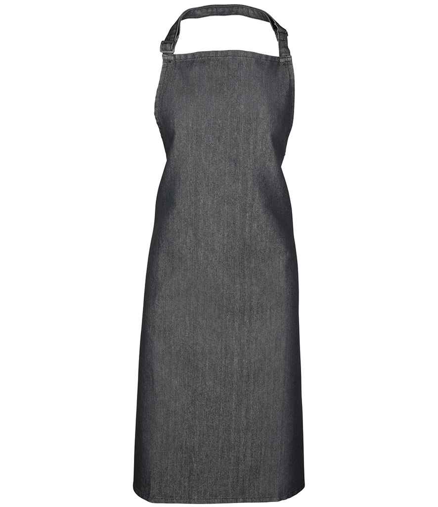 Premier 'Colours' Bib Apron in ONE Black Denim by Premier — Custom branded clothing by Print Press, featuring premium embroidery produced in our specialist print lab in the UK.