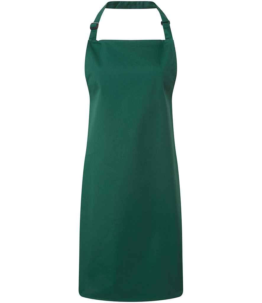 Premier 'Colours' Bib Apron in ONE Bottle Green by Premier — Custom branded clothing by Print Press, featuring premium embroidery produced in our specialist print lab in the UK.