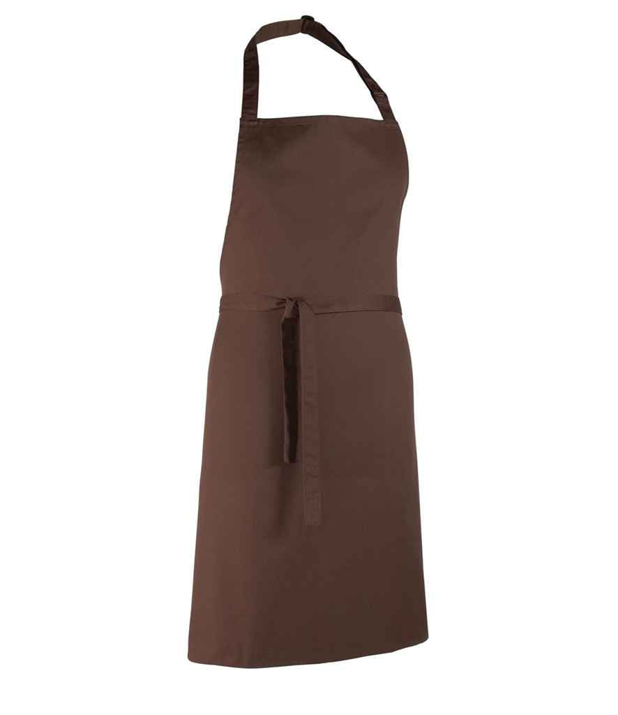 Premier 'Colours' Bib Apron in ONE Brown by Premier — Custom branded clothing by Print Press, featuring premium embroidery produced in our specialist print lab in the UK.