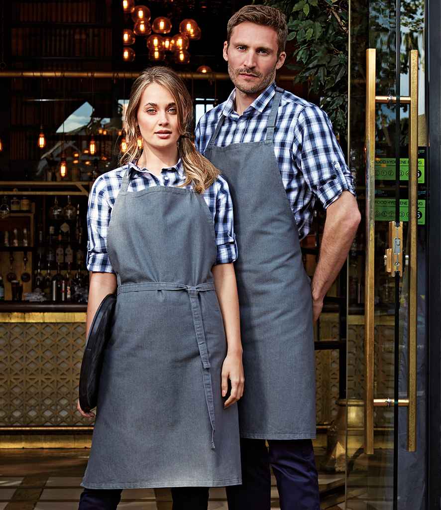 Premier 'Colours' Bib Apron in ONE Dark Grey by Premier — Custom branded clothing by Print Press, featuring premium embroidery produced in our specialist print lab in the UK.