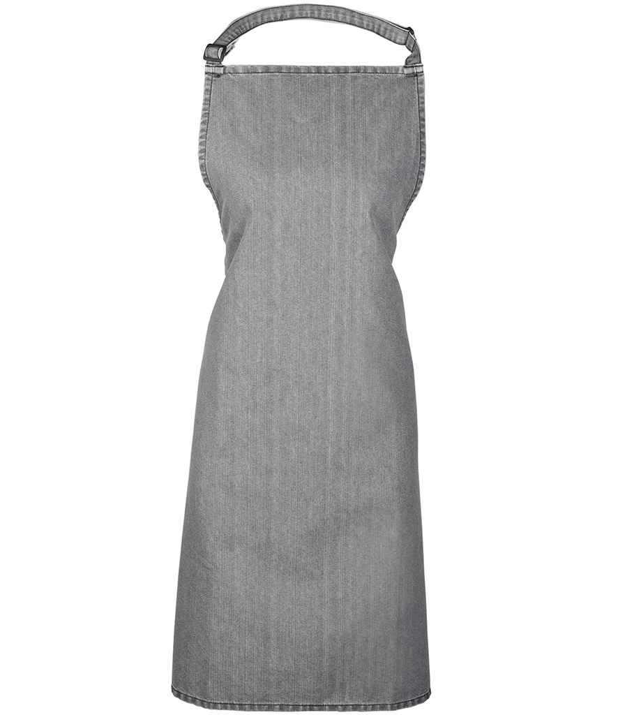 Premier 'Colours' Bib Apron in ONE Grey Denim by Premier — Custom branded clothing by Print Press, featuring premium embroidery produced in our specialist print lab in the UK.