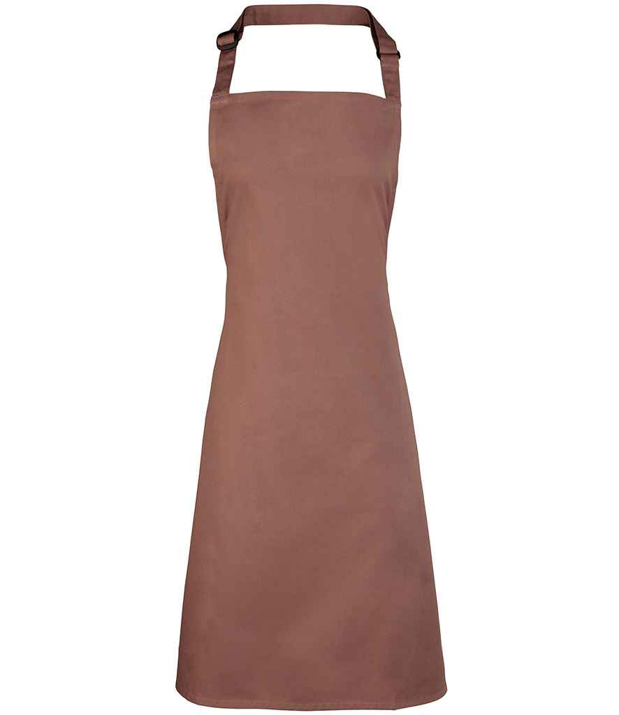 Premier 'Colours' Bib Apron in ONE Mocha by Premier — Custom branded clothing by Print Press, featuring premium embroidery produced in our specialist print lab in the UK.